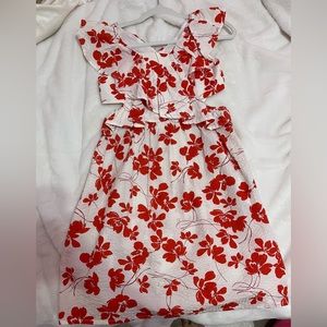 Red and white floral dress